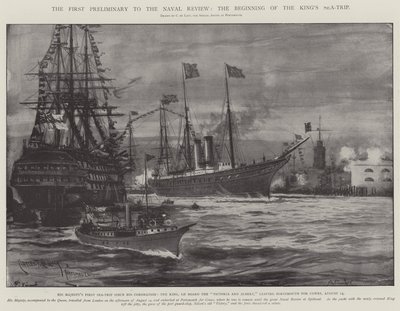 海軍レビューの最初の予備、王の海上航行の始まり 作： Charles John de Lacy